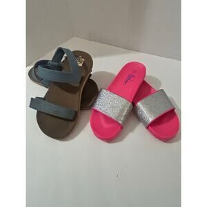 LOT 2 sandals girls size 4/5 Boden Reef blue hot pink silver summer